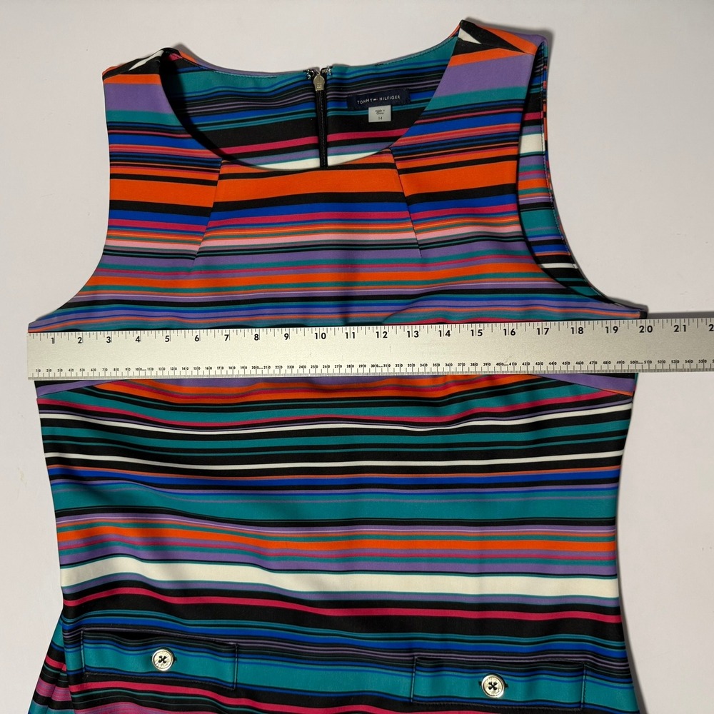 Tommy Hilfiger Womens‎ Multicolor Striped Sheath Dress Size 14 Sleeveless Mod - Picture 8 of 12